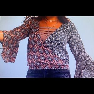 Willow & Root Medallion print surplice top